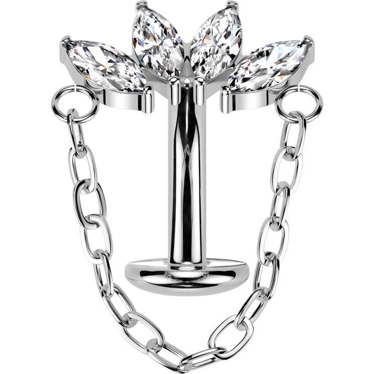 Titane Piercing Nombril Marquise Zircone Pendentif Chaîne Enfoncer