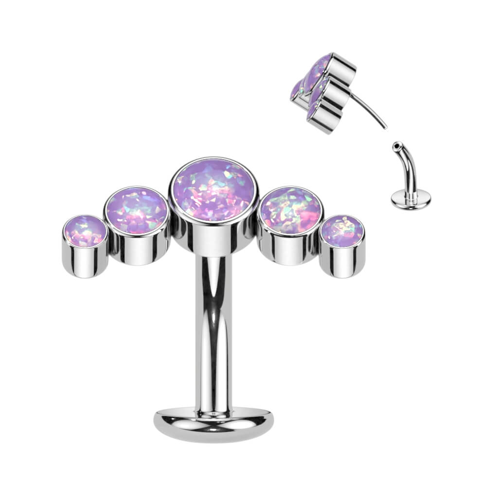 Titan Bauchnabelpiercing 5 Opal Silber Push-In