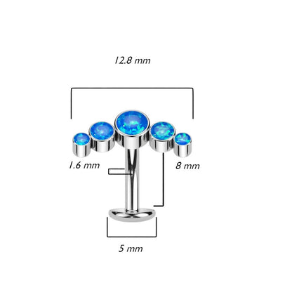 Titan Bauchnabelpiercing 5 Opal Silber Push-In