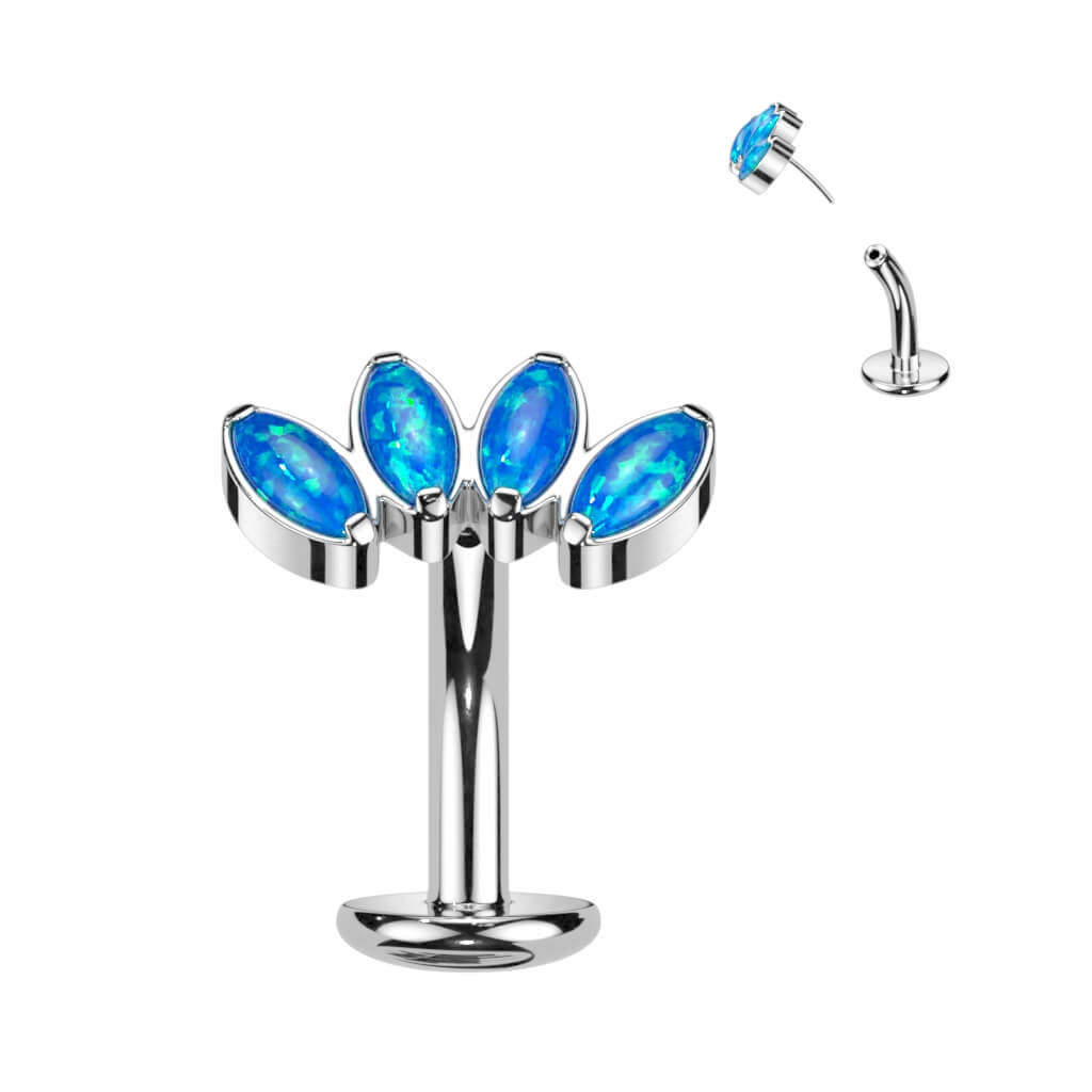 Titan Bauchnabelpiercing Marquise Schliff 4 Opal Push-In