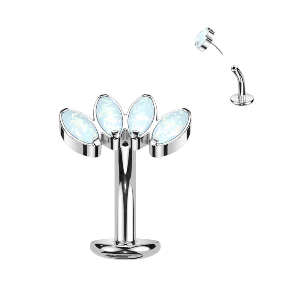 Titan Bauchnabelpiercing Marquise Schliff 4 Opal Push-In