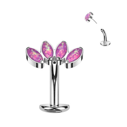 Titan Bauchnabelpiercing Marquise Schliff 4 Opal Push-In