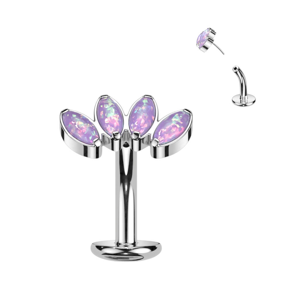 Titan Bauchnabelpiercing Marquise Schliff 4 Opal Push-In