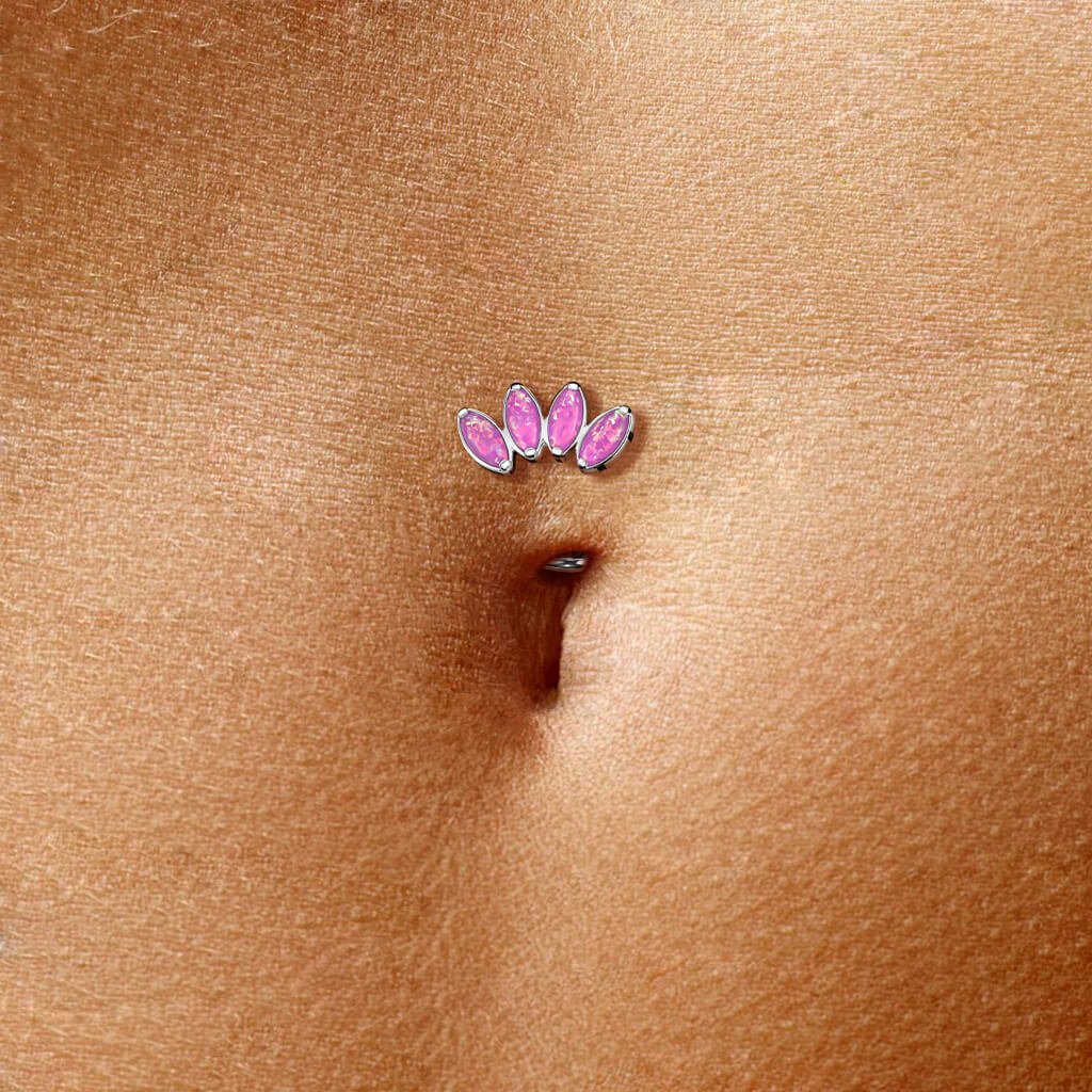 Titan Bauchnabelpiercing Marquise Schliff 4 Opal Push-In