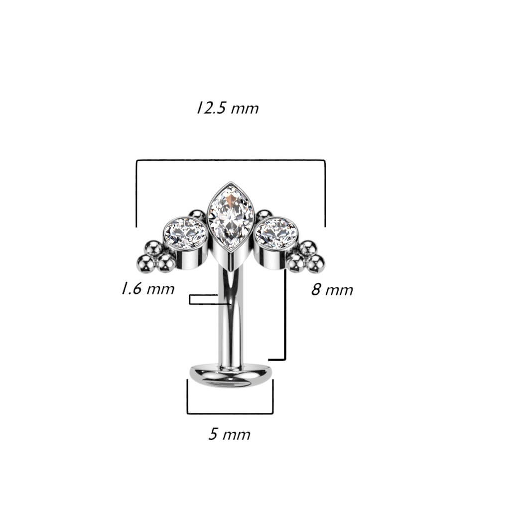 Titan Bauchnabelpiercing Zirkonia Opal Silber Push-In