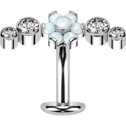 Titan Bauchnabelpiercing Opal Blume Zirkonia Push-In