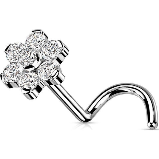 Titane Nez  Vis Fleur Zircone Opale Argent Enfoncer