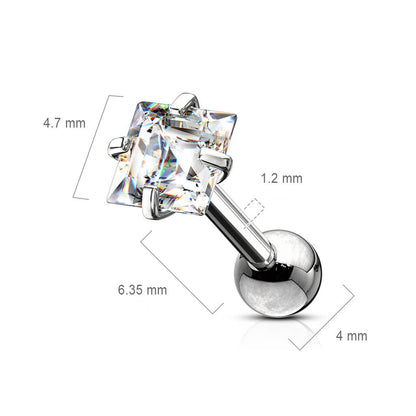 Barbell Zirconia Square Snap Setting