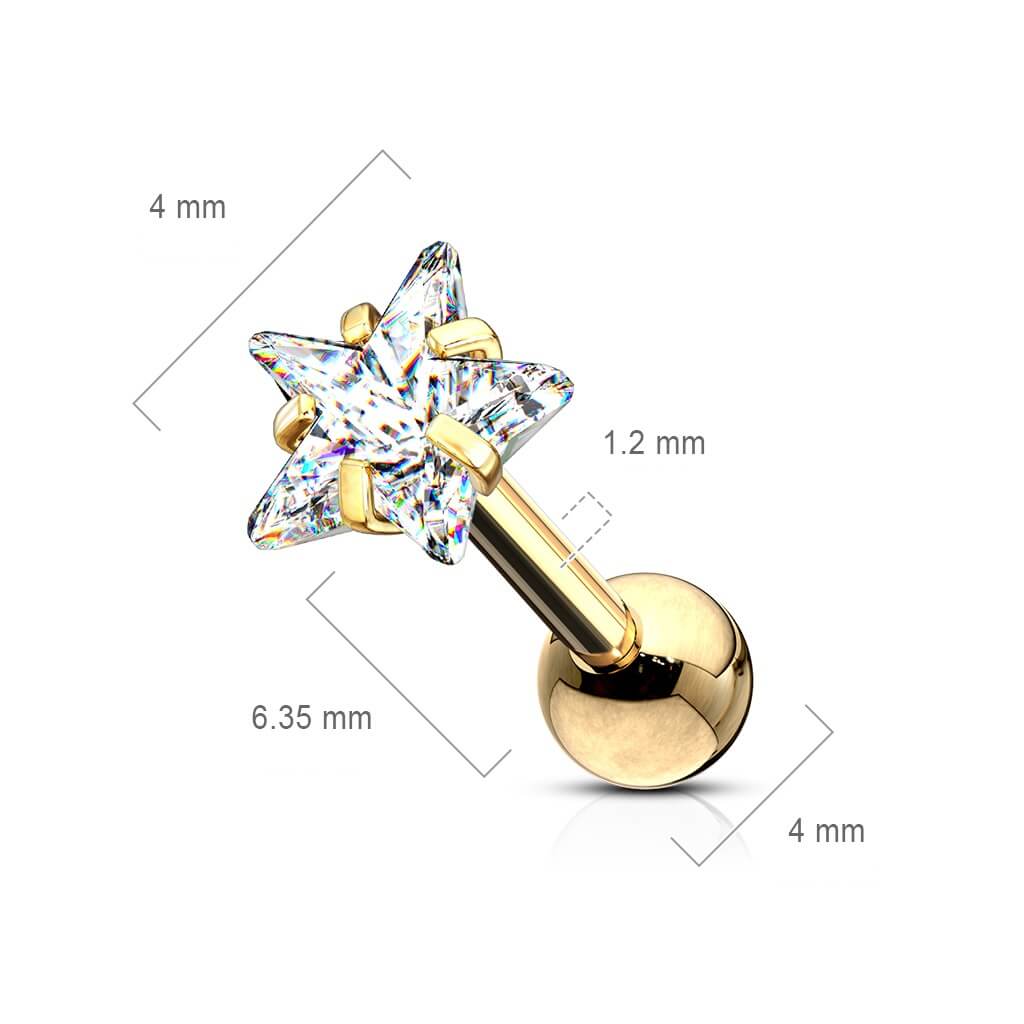 Barbell Zirkonia Stern Krappenfassung