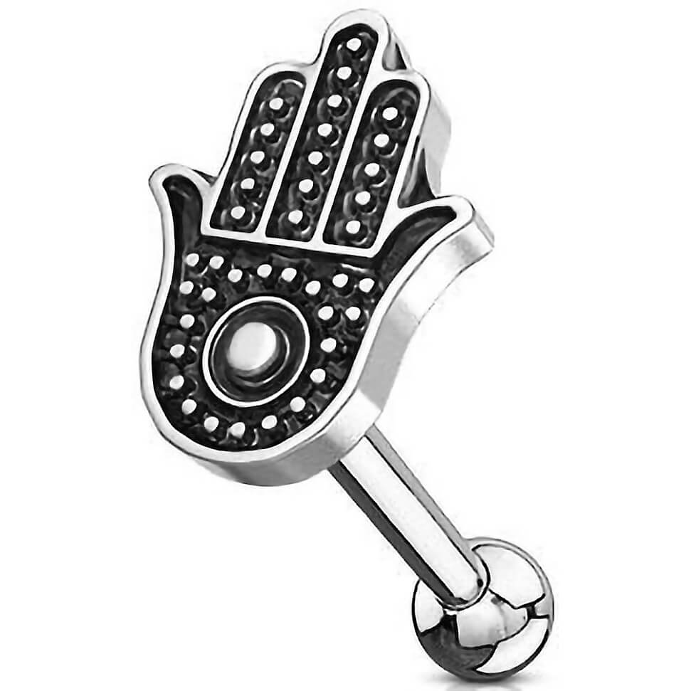 Barbell Hamsa Silber