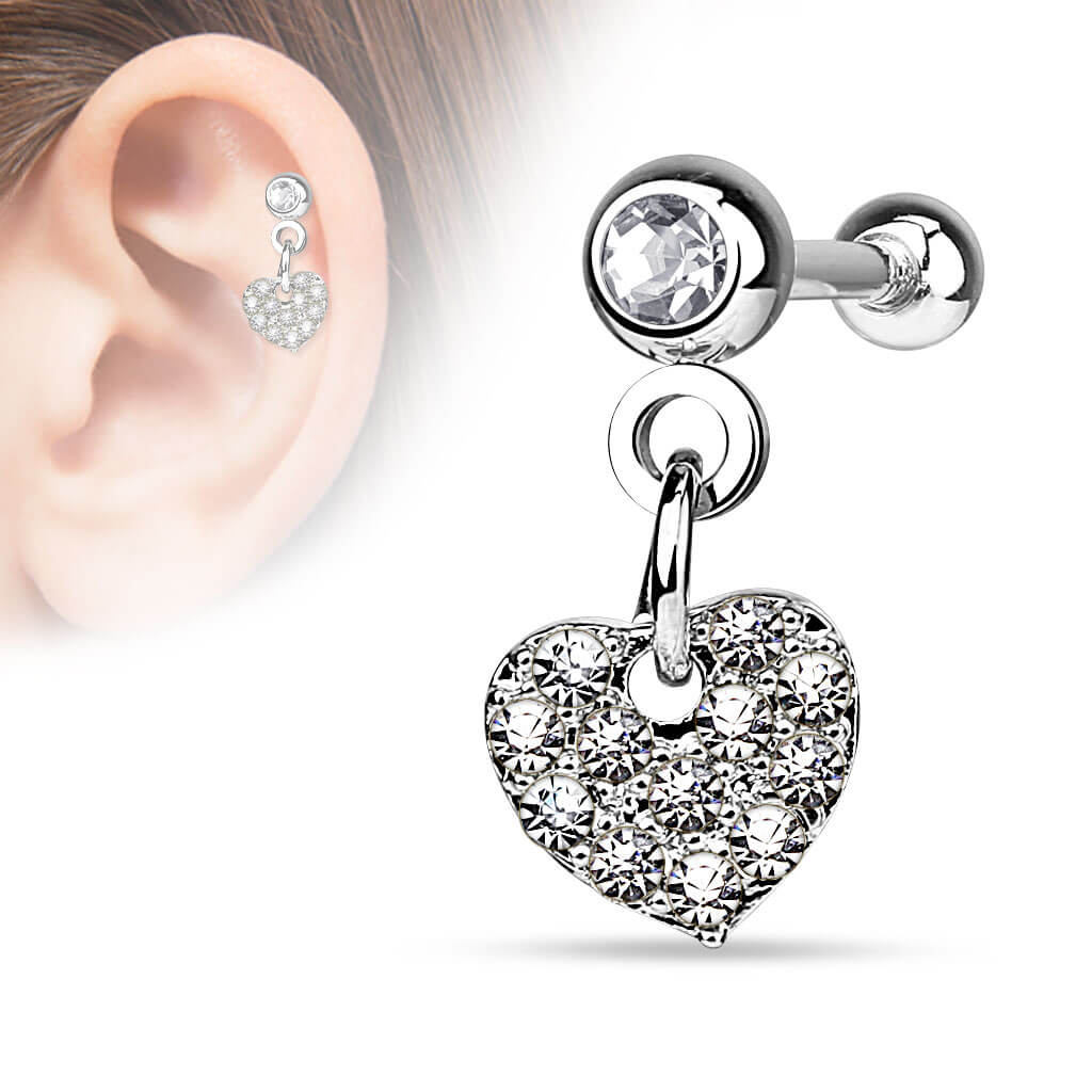 Barbell Heart dangle Zirconia