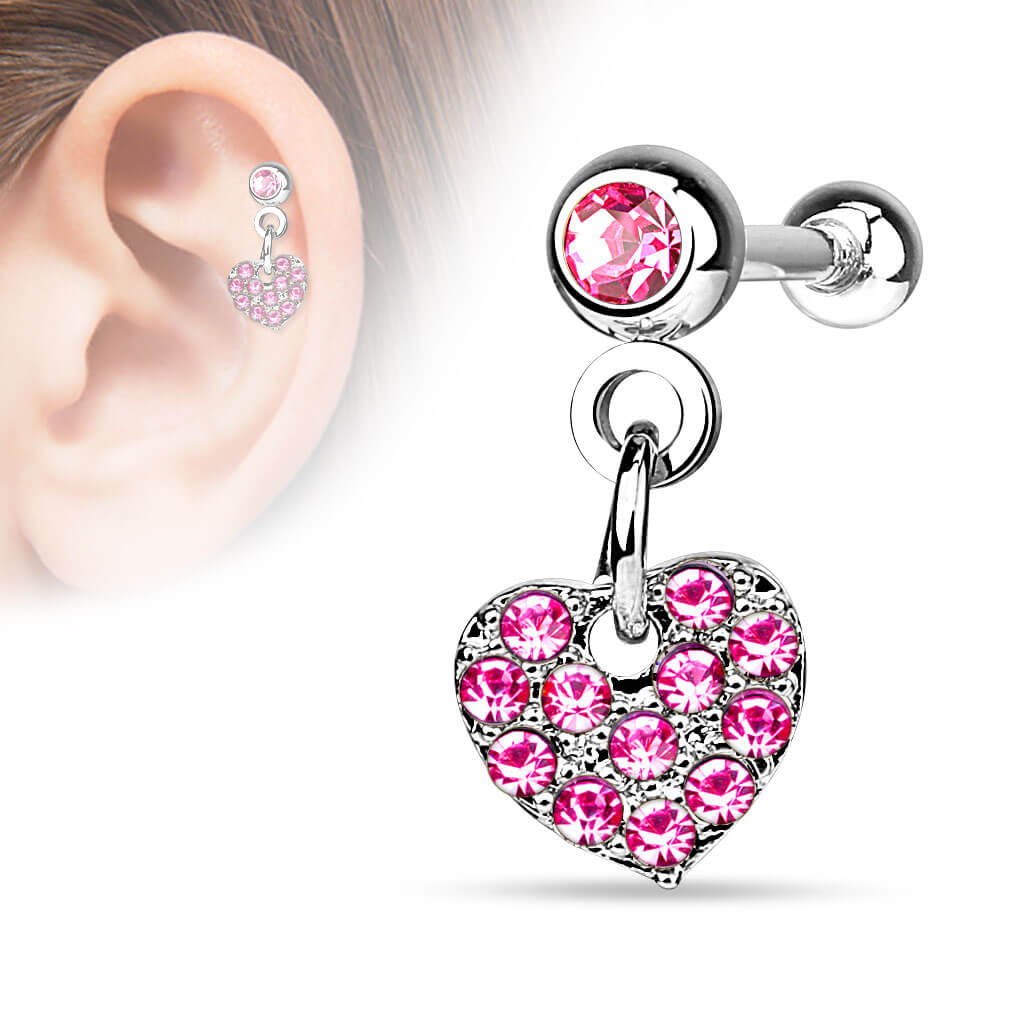 Barbell Heart dangle Zirconia