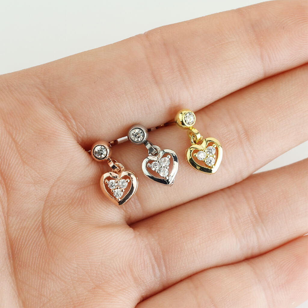 Barbell Heart dangle Zirconia