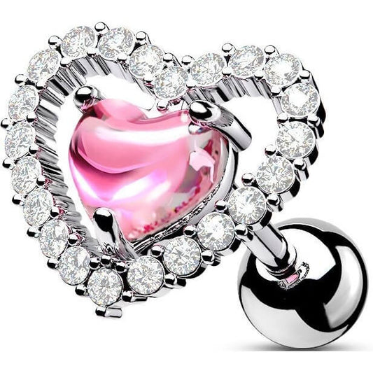 Barbell Heart Zirconia Silver