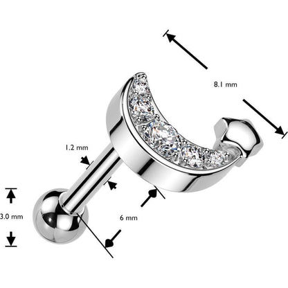 Barbell star crescent moon zirconia