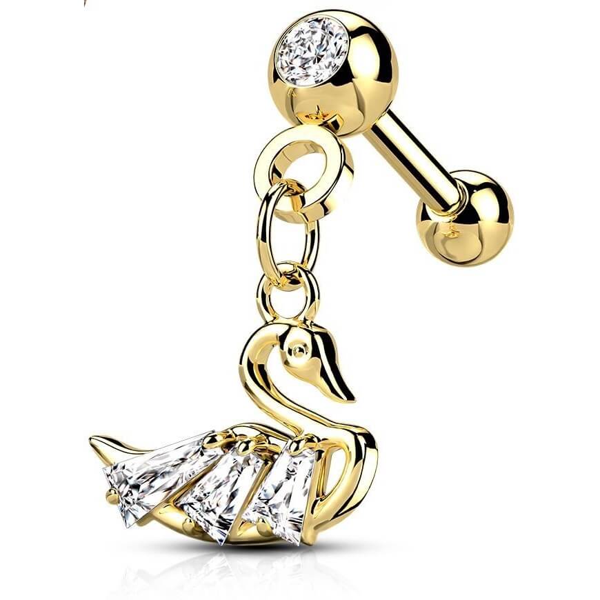 Barbell Swan dangle Zirconia