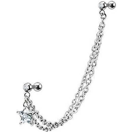 Barbell Chain Star Zirconia Silver