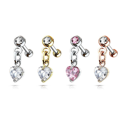 Barbell Heart dangle Zirconia