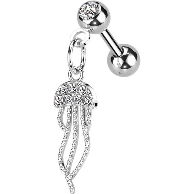 Barbell Jellyfish dangle cubic Zirconia Gold Silver