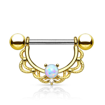 Nippelpiercing Kranz beweglich Opal