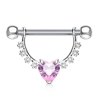 Nipple Piercing Wreath Heart dangle Zirconia