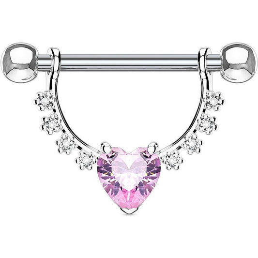 Nipple Piercing Wreath Heart dangle Zirconia