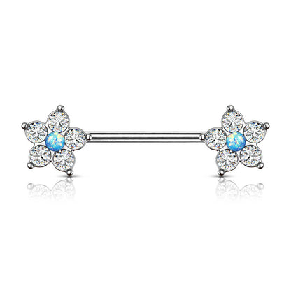 Nipple Piercing Flower Zirconia Silver