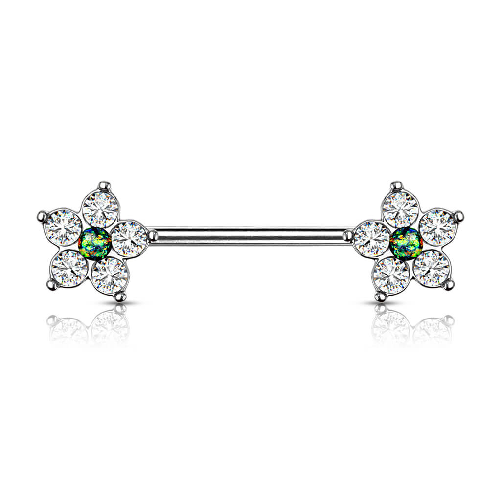 Nippelpiercing Blume Zirkonia Silber