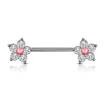 Nippelpiercing Blume Zirkonia Silber