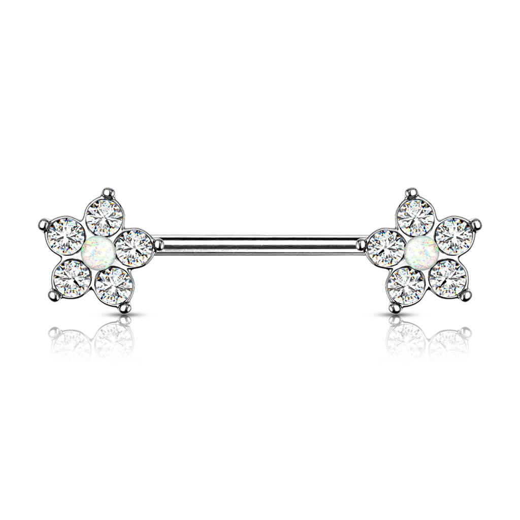 Nippelpiercing Blume Zirkonia Silber