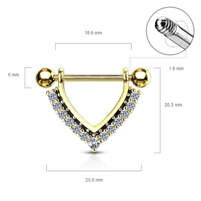 Nipple Piercing Wreath Triangle dangle Zirconia