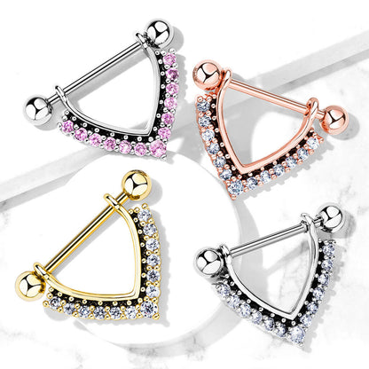 Nipple Piercing Wreath Triangle dangle Zirconia