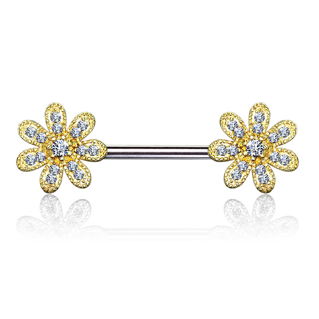 Nipple Piercing Flower Zirconia