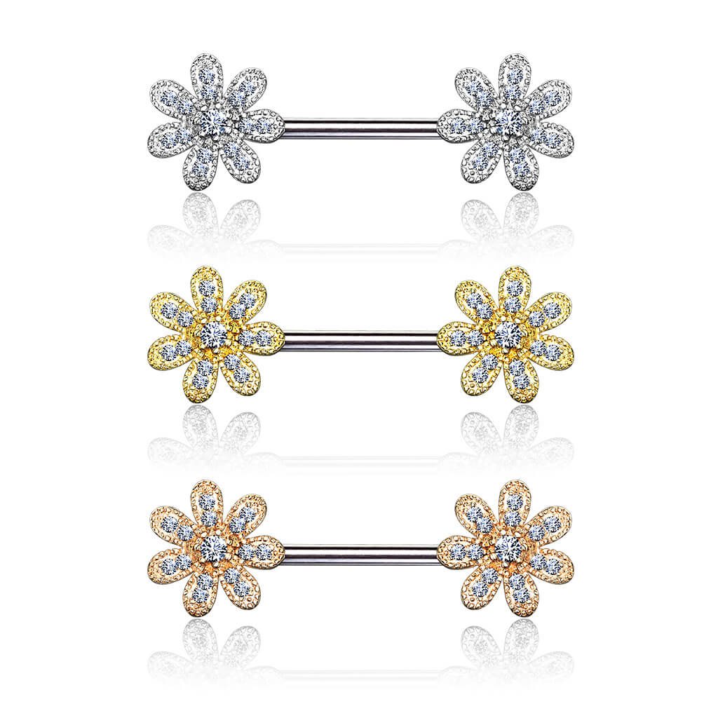 Nippelpiercing Blumen Zirkonia