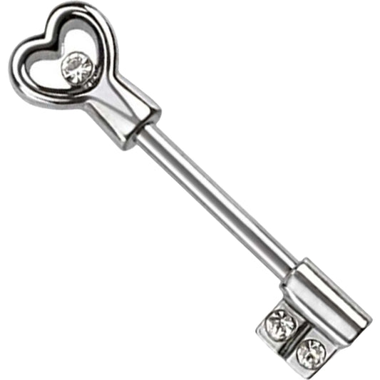 Nipple Piercing Key Zirconia Silver