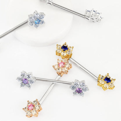 Piercing Capezzolo Fiori di zirconi