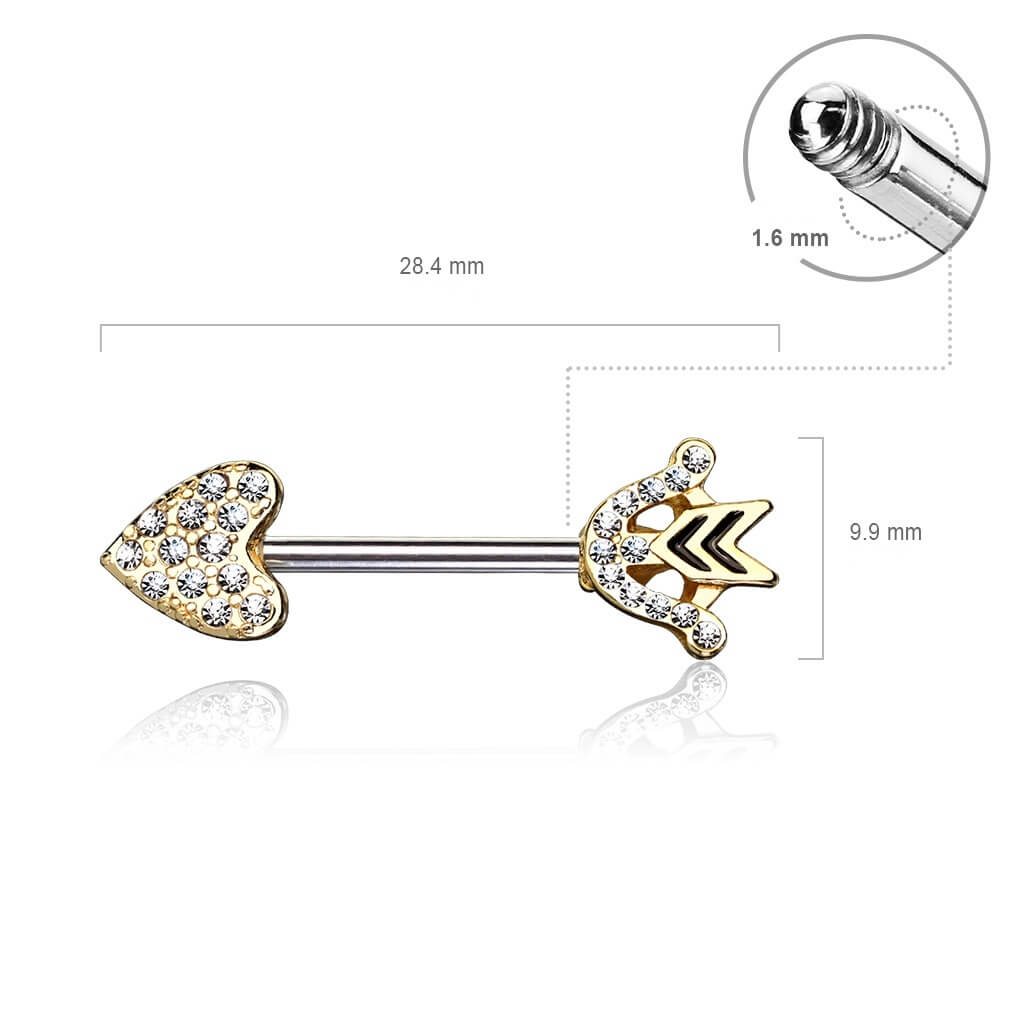 Nipple Piercing Heart Arrow Zirconia