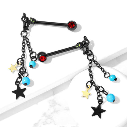 Nipple Piercing Chain Star turquoise dangle