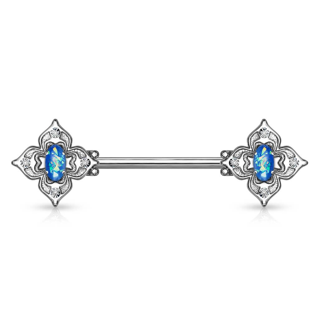 Nippelpiercing Blume Zirkonia Opal