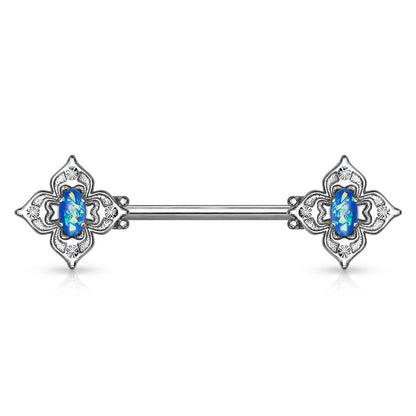 Nipple Piercing Flower Zirconia Opal