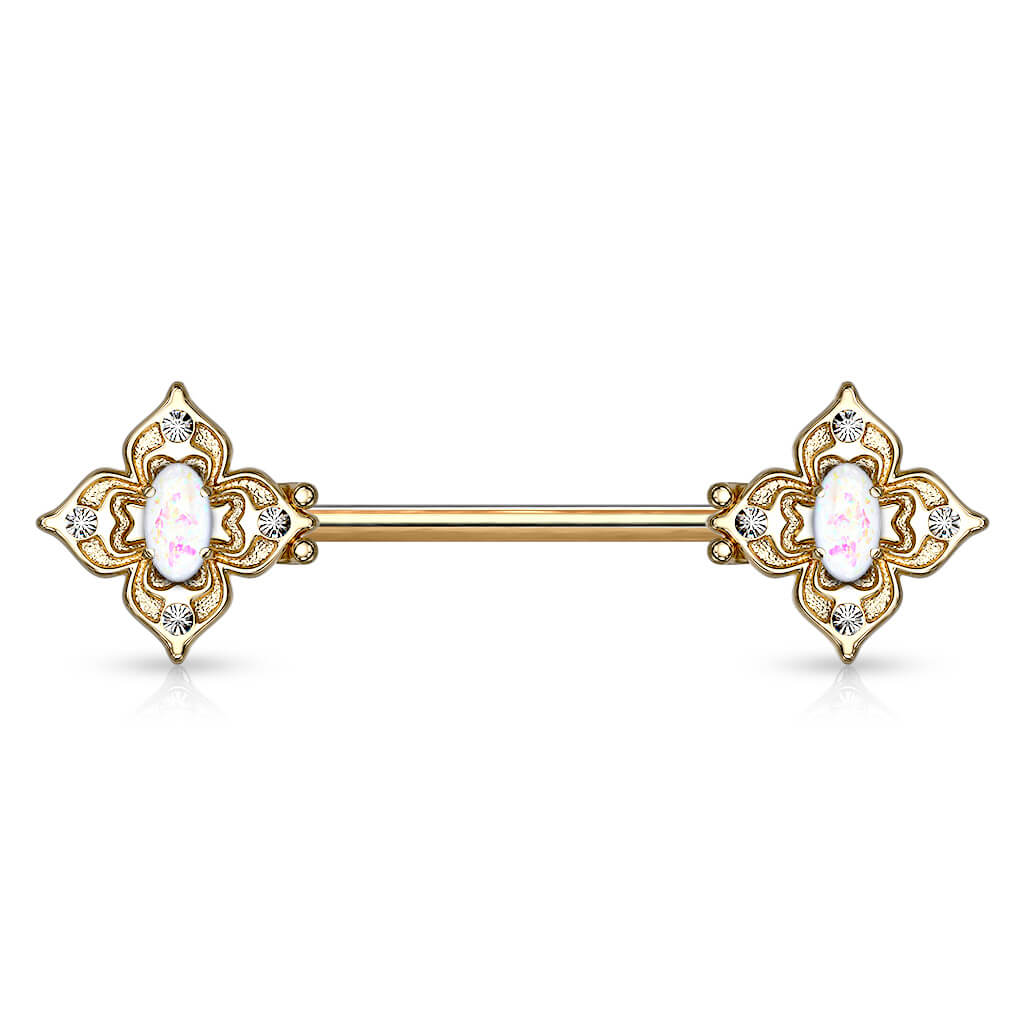 Nippelpiercing Blume Zirkonia Opal