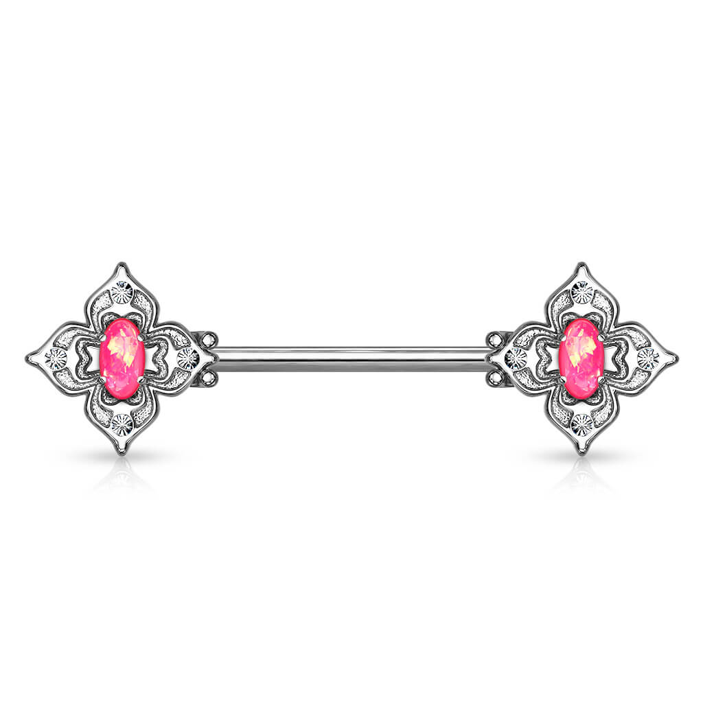 Nipple Piercing Flower Zirconia Opal