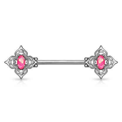 Nippelpiercing Blume Zirkonia Opal