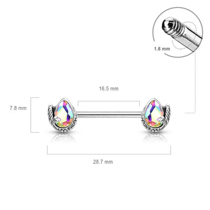 Téton Queue De Sirène Goutte Zircone Argent