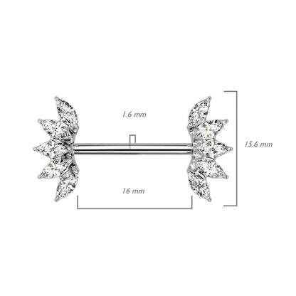 Piercing Capezzolo 5 Zirconi taglio marquise