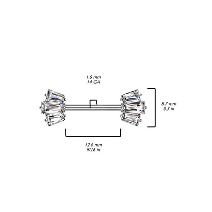 Nippelpiercing 6 Zirkonia