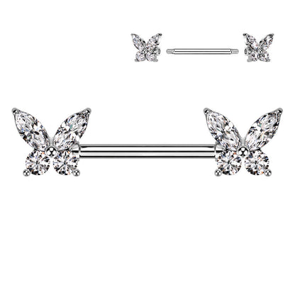 Nipple Piercing Butterfly Zirconia