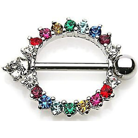 Nipple Piercing Rainbow Wreath Zirconia