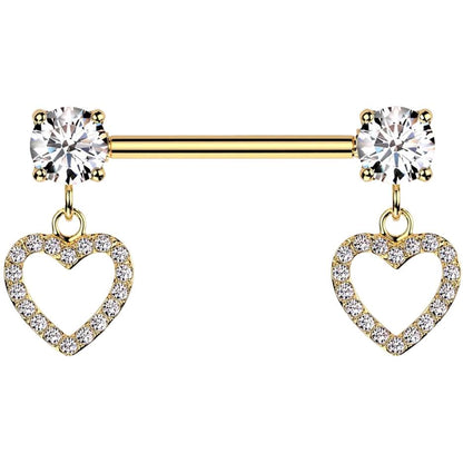 Barbell heart dangle zirconia