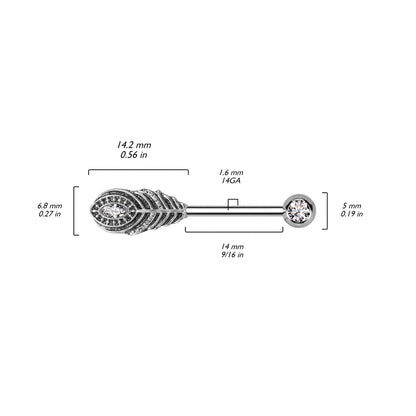 Barbell Feather Zirconia